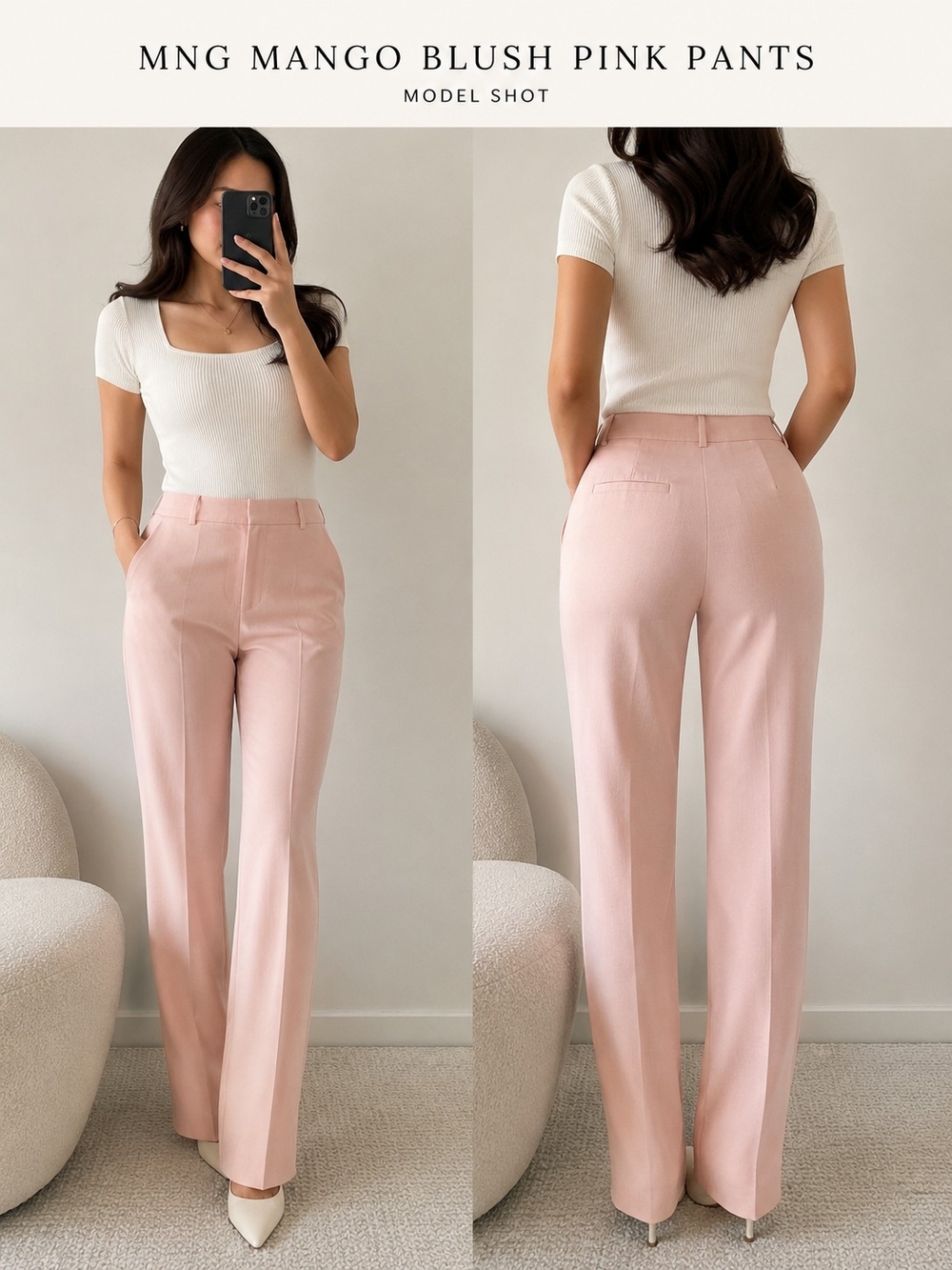 🌸 MNG Mango Blush Pink Tailored Dress Pants 🌸